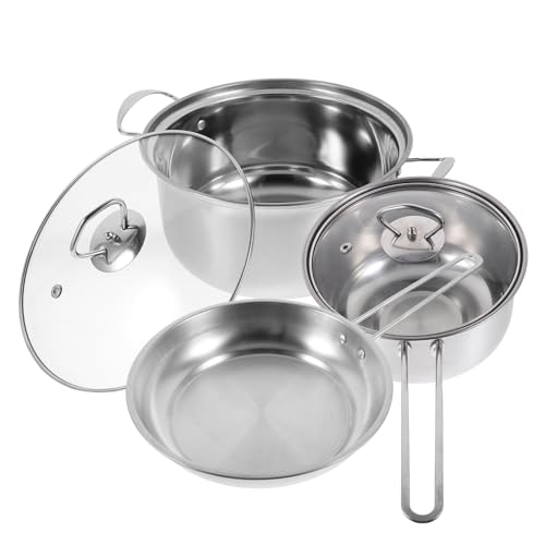 Alipis 1 Satz Topfset aus Edelstahl klein Stahlpfanne Milch Induktion rostfrei cookware set kochuntensielen set Topf-Set mit Stahlgriffen Metallkochtopf Suppentopf 430er Edelstahl Silver von Alipis