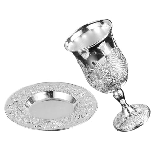 Alipis 1 Set Kidduschbecher-Set Silberne Kidduschbecher Mit Tabletts Schabbat- Und Havdalah-Becher Weinbecher Kelch Religiöse Zeremonien Feiern von Alipis