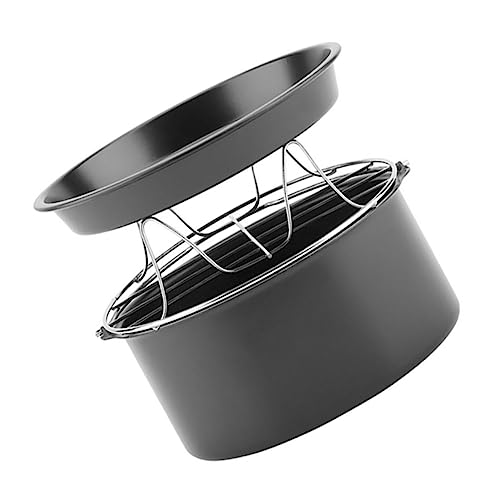 Alipis 1 Set Luftfritteusen Zubehör: Pizzapfannen, Backformen, Kuchenformen, Luftfritteuse Gestell, Luftfritteuse Tablett - Edelstahl, Spülmaschinenfest, Heißluftfritteusen-Kochen & Backen von Alipis