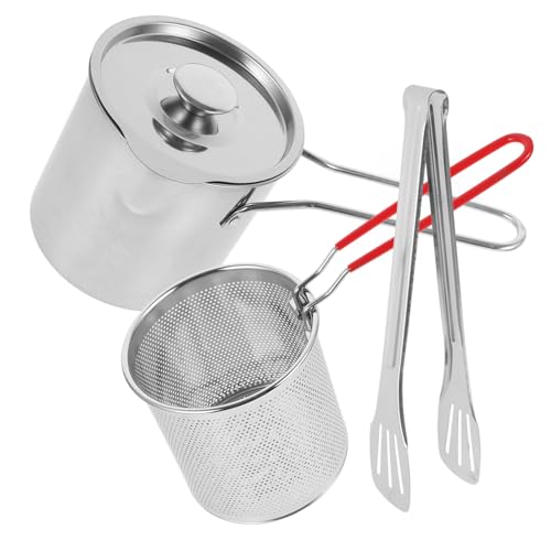 Alipis 1 Set Multifunktionsfritteuse Bratpfanne Tieftopf Edelstahl Fritteuse Frittiertopf Große Fritteuse Kleine Fritteuse Mit Clip Mini Fritteuse Klarer Frittiertopf Kieselgel Silber von Alipis