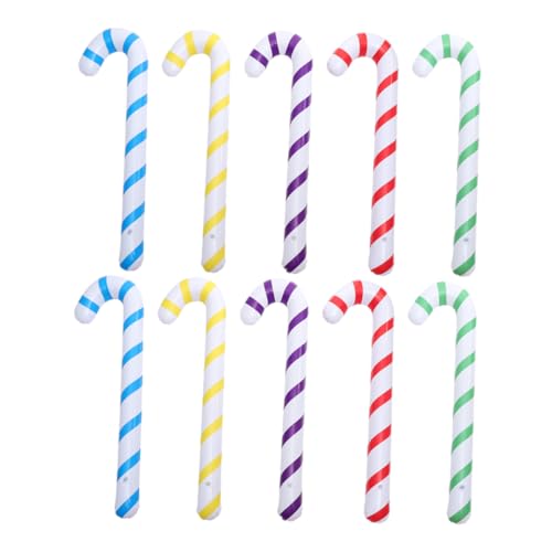 Alipis 10 Stück Teiliges Bunte Aufblasbare Zuckerstangen Weihnachtsdekorationen aus PVC Langlebig Reißfest für Wand Fenster und Deckenparty Festliche Atmosphäre Schaffen von Alipis