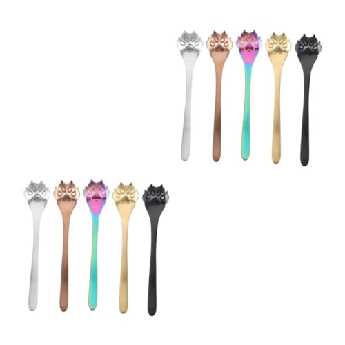 Alipis 10 Stück Teiliges Kaffeelöffel Set mit Kreativer Hundepfote Form Vielseitig für Kaffee Dessert und Tischgedeck Farbiges Design Natur Gold Roségold Schwarz für Zuhause und Alipis 10 Stück Teiliges Kaffeelöffel Set mit Kreativer Hundepfote Form Vielseitig für Kaffee Dessert und Tischgedeck Farbiges Design Natur Gold Roségold Schwarz für Zuhause und von Alipis