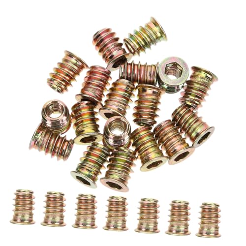 Alipis 100 Stück Einschraubmutter Gewindeeinsatz Holz Gewindehülse aus Carbonstahl für Möbelbau DIY Holzverbindungen Hohe Zugfestigkeit Geeignet für Weich und Hartholz von Alipis