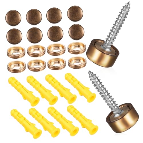 Alipis 16 Sätze Teiliges Messing Selbstbohrende Schrauben mit Vintage Abdeckkappen Dekorative Spiegel Nägel für Möbel Befestigung und Glasmontage Stilvolle Retro Schrauben mit Montageset von Alipis