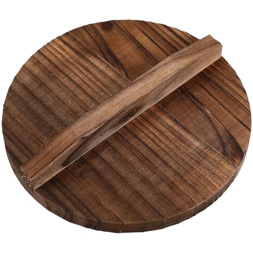 Alipis 18Cm Pfannendeckel Wok-Deckelabdeckung Aus Holz Universelle Pfannenabdeckung Topfpfannendeckel Holzdeckel Wok-Deckel Auslaufsicherer Topfdeckel Bratpfannendeckel-Ersatz von Alipis