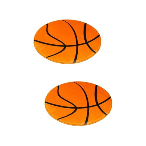 Alipis 2 Stück Basketball Fußpolster Runde Teppiche Zahlen Spielboden Basketball Form Teppich Eingangsbereich Kreisförmiger Teppich Matte Hoop Weiche Raumdekoration von Alipis