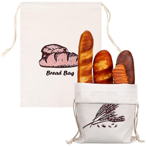 Alipis 2 Stück Brotbeutel Leinen Brotlaib Gefrierbeutel Brotbehälter Stoffbeutel Sauerteigbrotbeutel Kordelzugbeutel Zum Frischhalten Brot Aufbewahren von Alipis