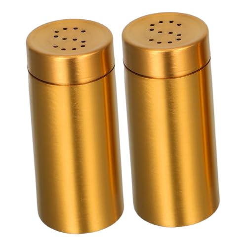 Alipis 2 Stück Edelstahl Gewürzflaschen mit Einstellbarem Zerkleinerer Luftdicht Goldfarben Nachfüllbar Salz Pfefferstreuer für Haushalt und Professionelle Küche von Alipis