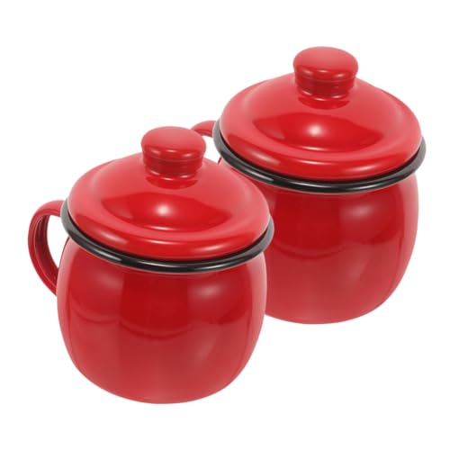 Alipis 2 Stück Emaille Tassen mit Deckel Retro Emaillierte Teetasse Mikrowellengeeignet Vielseitiger Trinkbecher für Zuhause Büro Outdoor und Partygebrauch von Alipis