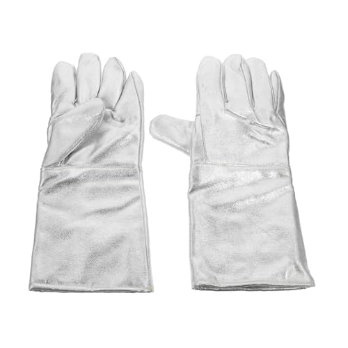 Alipis 2 Stück Feuerfeste Aluminiumfolie Handschuhe Hitzebeständige Schweißhandschuhe Industrie Isolierende Schutz Handschuhe für Schweißen Grillen Backen und Metallverarbeitung von Alipis