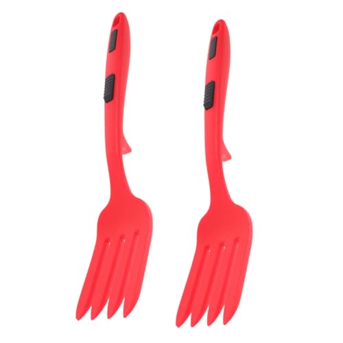 Alipis 2 Stück Flexible Silikon kochgabeln in Leuchtendem Rot Hitzebeständig Antihaftbeschichtet Rutschfest mit Ergonomischem Griff für Nudeln Salate und Vielseitigen Küchengebrauch von Alipis