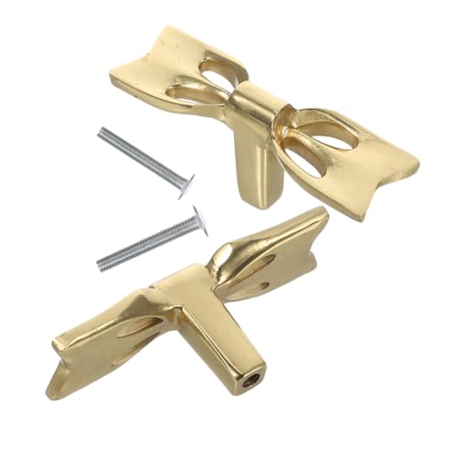 Alipis 2 Stück Goldene Messinggriffe Bow Schubladengriffe mit Kreativem Schleifen design Langlebig und Pflegeleicht für Kleiderschränke Kommoden und Nachttische Eleganter Vintage stil von Alipis