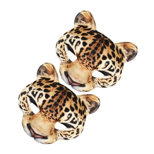 Alipis 2 Stück Halloween Leoparden Halbmasken Gelb Tiergesicht Masken für Karneval Mottoparty Cosplay Fasching Partyaccessoire von Alipis