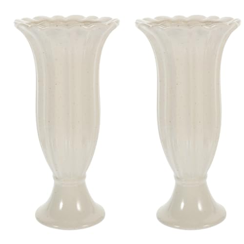 Alipis 2 Stück Keramik Grabvase Roman Säule Weiß Großer Friedhof Blumenhalter Wetterfest Stilvolle Grabschmuck Blumendeko für Gedenkstätten und Feierlichkeiten von Alipis