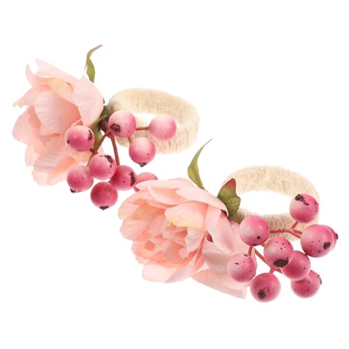 Alipis 2 Stück Künstliche Blumen Serviettenringe Romantische Tischdeko für Hochzeit Hotel und Restaurant Stilvolle Pflegeleichte Napkin Holder mit Floraler Optik Serviettenhalter von Alipis