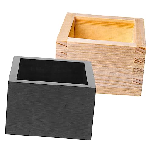 Alipis 2 Stück Masu Sake Cup Box Japanische Quadratische Holzbox Für Sushi Masu En Box von Alipis