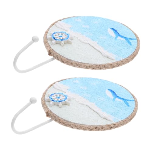 Alipis 2 Stück Mediterrane Wandhaken Handbemalt Küstenstil Badezimmer Handtuchhalter Rustikale Deko Haken für Flur Zimmer Meeres-inspirierte Wanddeko von Alipis