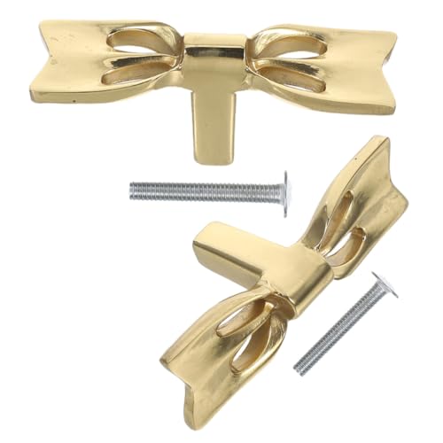 Alipis 2 Stück Messing Bow Möbelgriff Bow-form Schrankgriff für Kommoden Kleiderschränke Küchen Kreative Goldene Griffe aus Solidem Messing für Stilvolle Einrichtung von Alipis