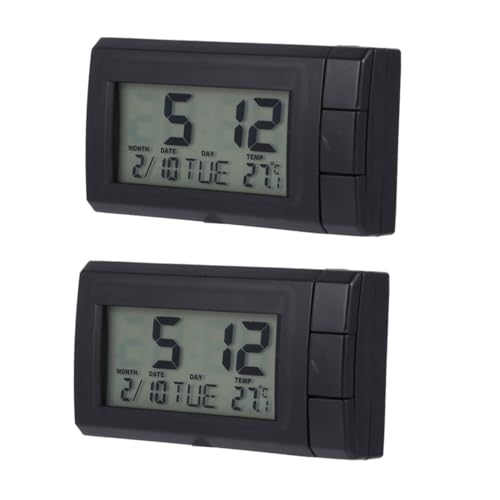 Alipis 2 Stück Teiliges Auto Elektronikuhr Thermometer Hochpräzise Multifunktionsuhr mit Digitaler Temperaturanzeige Langlebig und Einfach zu Montieren Geeignet für Innenraum und von Alipis