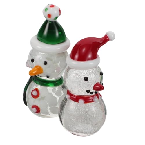 Alipis 2 Stück Teiliges Mini Glas Schneemann Handgefertigt Kreative Weihnachtsdekoration Kompakte Sammlerfiguren für Festlichen Tisch Robuste Glasornamente für Party und Home Decor von Alipis
