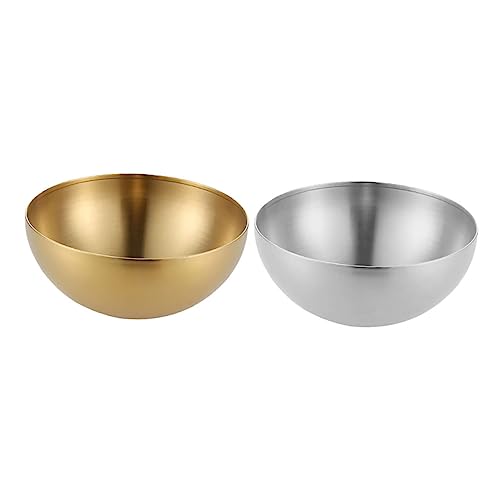 Alipis 2 Stück Teiliges Salatschüssel Multifunktionale Obst und Haushalts Schalen Stapelbar Leicht und Langlebig für Salate Reis Nudeln Innen und Außen Geeignet Gold und Silberfarben von Alipis