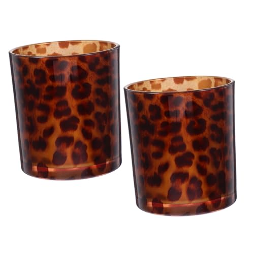 Alipis 2 Stück Teiliges Vintage Leopardmuster Glas Windlicht für Hochzeit Tischdekoration Valentinstag Aromatherapie DIY Duftölhalter von Alipis