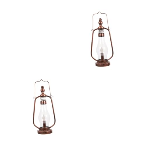 Alipis 2 Stück Tragbare Öllampe Aus Schmiedeeisen Hängelampe Retro Hängende Öllaterne Laternen Wandlampe Tiki Fackel Tischlampen Petroleumlaterne Flammenlose Öllampe LED von Alipis
