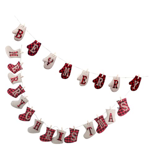 Alipis 2 Stück Weihnachts Deko Banner Teiliges Bunte DIY Hängedeko mit Weihnachtsstrumpf und Handtuch Festliche Girlande für Party Wohnzimmer Innenbereich Fröhliche Weihnachtsatmosphäre von Alipis