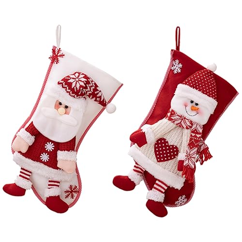 Alipis 2 Stück Weihnachtsstrümpfe Santa Claus Schneemann Große Geschenktüten für Süßigkeiten Dekoration für Kamin Fenster Weihnachtsbaum von Alipis