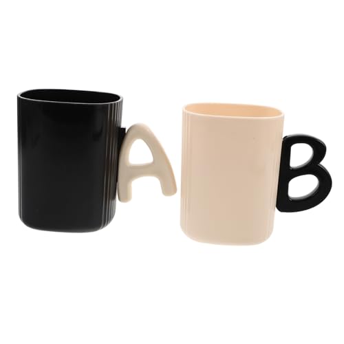 Alipis 2 Stück Zahnbürstenbecher für Wiederverwendbare Kunststoff-mundspülbecher mit Ergonomischem Griff Kompakt Langlebig Stilvolles Design in Schwarz und Beige für Reisen und Zuhause von Alipis