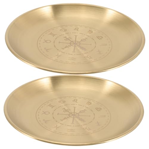 Alipis 2 Stücke Metall Kerzenhalter Dekorativer Teelicht Tablett Altar Schale für Ritual Wicca Tarot Meditation Tierkreis Schmuck Ablage von Alipis