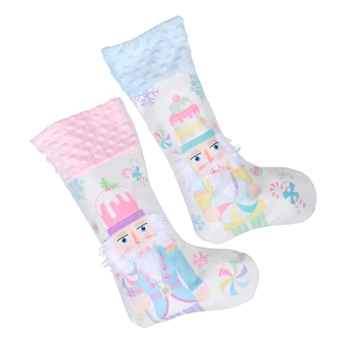 Alipis 2 Stücke Nutcracker Weihnachtsstrümpfe mit Großem Fassungsvermögen Bunte Weihnachtsstrumpf Geschenktaschen zum Aufhängen an Baum Kamin Treppe Praktische Candy Treat Beutel für von Alipis