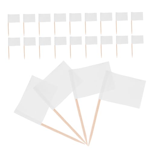 Alipis 200 Stück Leere Mini Flaggen für Cupcake Topper Käse und Lebensmittelmarker Party Dekoration für Snacks und Appetizer Weiß von Alipis