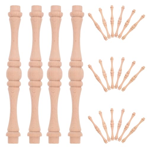 Alipis 25 Stück unbehandelte Holzbalusterspindeln – DIY-Holzbearbeitung, unlackierte Holzbaluster für Wohnmöbel, Küchenschrank, Weinregal, Kleiderschrank von Alipis