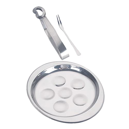 Alipis 3 Sätze Escargot Teller Set Teilig mit Fach Schneckenplatte Zange Spülmaschinenfest für Küche Buffet und Snacks von Alipis