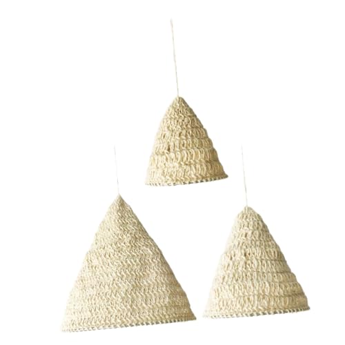 Alipis 3 Stück Boho Lampenschirme Weiß Handgefertigte Makramee Hängelampen aus Robuster Hanfschnur Kreativ Gewebter Bohemian Stil für Schlafzimmer und Wohnzimmer Dekoration von Alipis