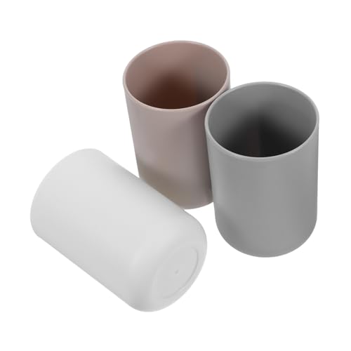 Alipis 3 Stück Bruchsichere Zahnputzbecher aus Robustem in Weiß und Braun Praktische Mundspülbecher für Bad und Küche Platzsparend und Langlebig für Familiengebrauch von Alipis