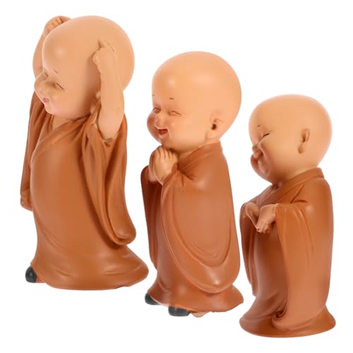 Alipis 3 Stück Mini Mönchsfigur aus Resin Detailreiche Kleine Statue Niedliche Dekoration für Wohn und Arbeitszimmer als Teetisch Ornament und Schreibtisch Accessoire von Alipis