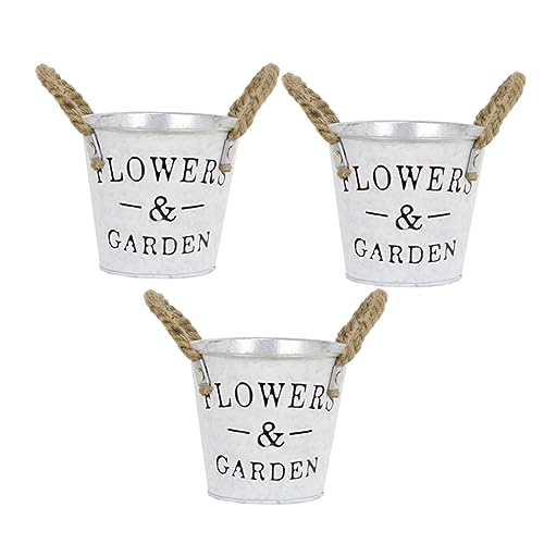 Alipis 3 Stück Teiliges Blumentopf mit Alphabet Design Grauweißer Pastoralstil Dekorativer Eimer für Zimmer und Schreibtischdekoration von Alipis