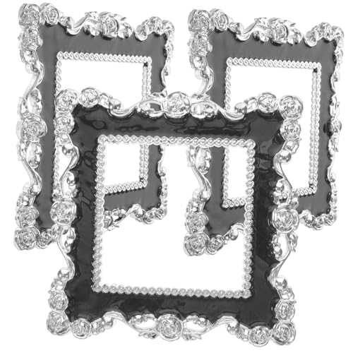 Alipis 3 Stück Teiliges Design Schalter Aufkleber aus Resin mit Europäischem Stil Dekorative Steckdosenabdeckung Selbstklebend Einfache Anbringung ohne Rückstände Silberrand Schwarz von Alipis