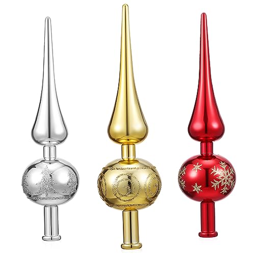Alipis 3 Stück Weihnachtsbaumspitze Teiliges Baum Topper Christbaumspitze Gold Silber Rot Langlebige Dekorative Weihnachtsbaum Deko mit Filigranem Design für Festliche von Alipis