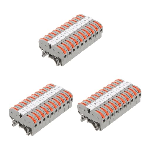 Alipis 30 Sätze Klemmen Din Crimp Elektrischer Blockverbinder Innenisolierte Schiene Sortierte Kabelschuhe Klemmenblock Montage Press Klemmenblöcke Kabelklemmenblöcke Hellgrau Messing von Alipis