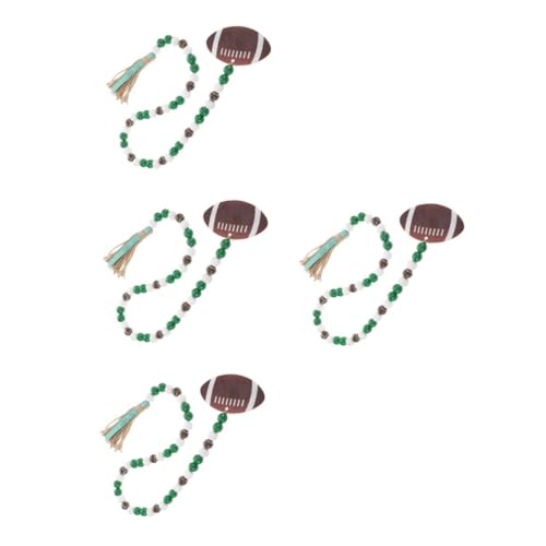Alipis 4 Stück Holzperlengirlande mit Quasten und Rugby Tag Rustikale Hängende Dekoration für Wand Fenster Tür und Garten Vielseitiger Bead String für Festliche Anlässe und Kreative DIY von Alipis