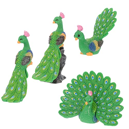 Alipis 4stücke Miniatur Peacock Figurine Aus Resin Lebendige Dekoration Für Bonsai Mikro-Landschaft Und Tischdeko Kreative Kunstwerke Für Sammler Und -enthusiasten von Alipis