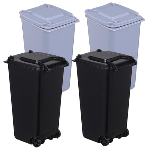 Alipis 4 Stück Mini Mülleimer aus Kunststoff mit Deckel und Kleiner Desktop Papierkorb für Büro Schlafzimmer und Wohnzimmer Vielseitiger Organizer für Stifte und Müll Platzsparend und von Alipis
