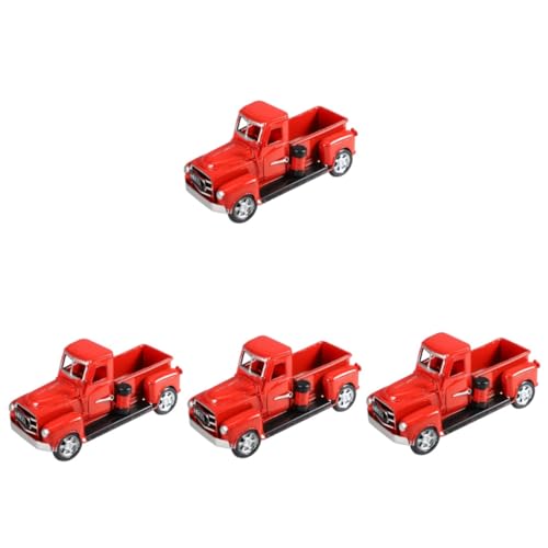 Alipis 4 Stück Modellauto Miniaturautomodell Kreative Praktische Autodekoration Desktop-Automobil-Ornament Praktische Bastelautoverzierung Desktop Praktische Basteldekoration Rot Eisen von Alipis