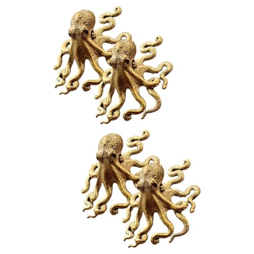 Alipis 4 Stück Oktopus Antiquitäten Desktop- Oktopus- Geschenkideen Für Teeliebhaber Bücherregal Figur Oktopus-skulptur Statuenskulptur Heim Tee-tablett Messing Schreibtisch von Alipis