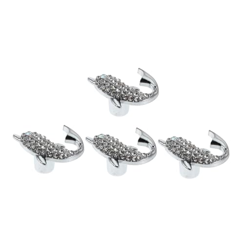Alipis 4 Stück Teiliges Dolphin Drawer Knobs mit Kristallverzierung Langlebige Legierung Single-hole Design Versilbert Meeresmotiv für Mädchen-kommoden und Kinderzimmermöbel von Alipis