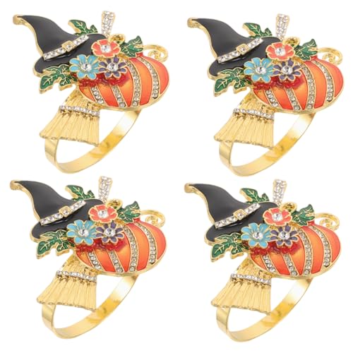 Alipis 4 Stück Teiliges Halloween Serviettenring Langlebiger Legierung mit Kürbisdesign Funkelnden Strasssteinen Hexenhut Besen-Motiven Metallene Napkin Holder für Festliche Alipis 4 Stück Teiliges Halloween Serviettenring Langlebiger Legierung mit Kürbisdesign Funkelnden Strasssteinen Hexenhut Besen-Motiven Metallene Napkin Holder für Festliche von Alipis