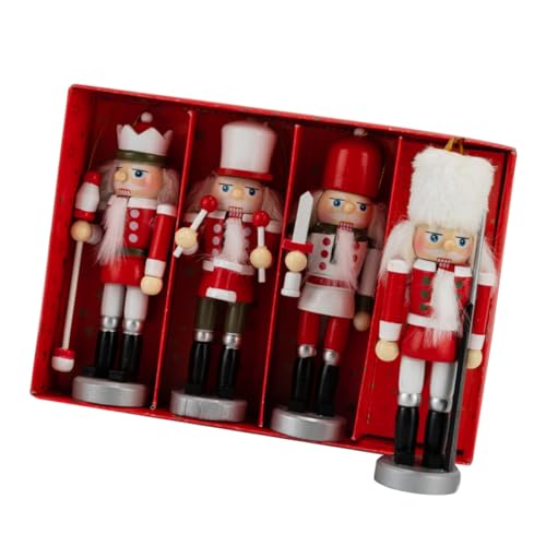 Alipis 4 Stück Teiliges Holzsoldat Nutcracker Hängedekor Rot Umweltfreundliche Weihnachtsbaumschmuck Figuren für Tisch Regal und Partydekoration Traditionelle Holzpuppen für und von Alipis